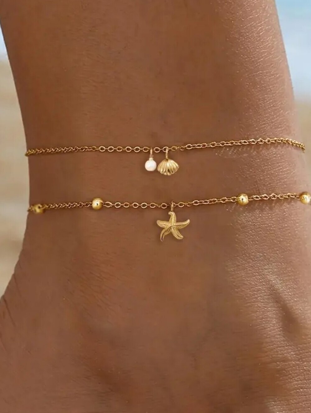 Ankle Stainless Steel Shell & Starfish AnkleSet2